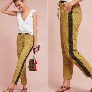 Anthropologie Mustard Joggers with Textured Fabric